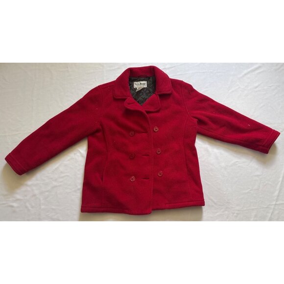 VTG L.L.Bean Womens Red Double-Breasted Fleece Jacket Size M - Picture 1 of 6